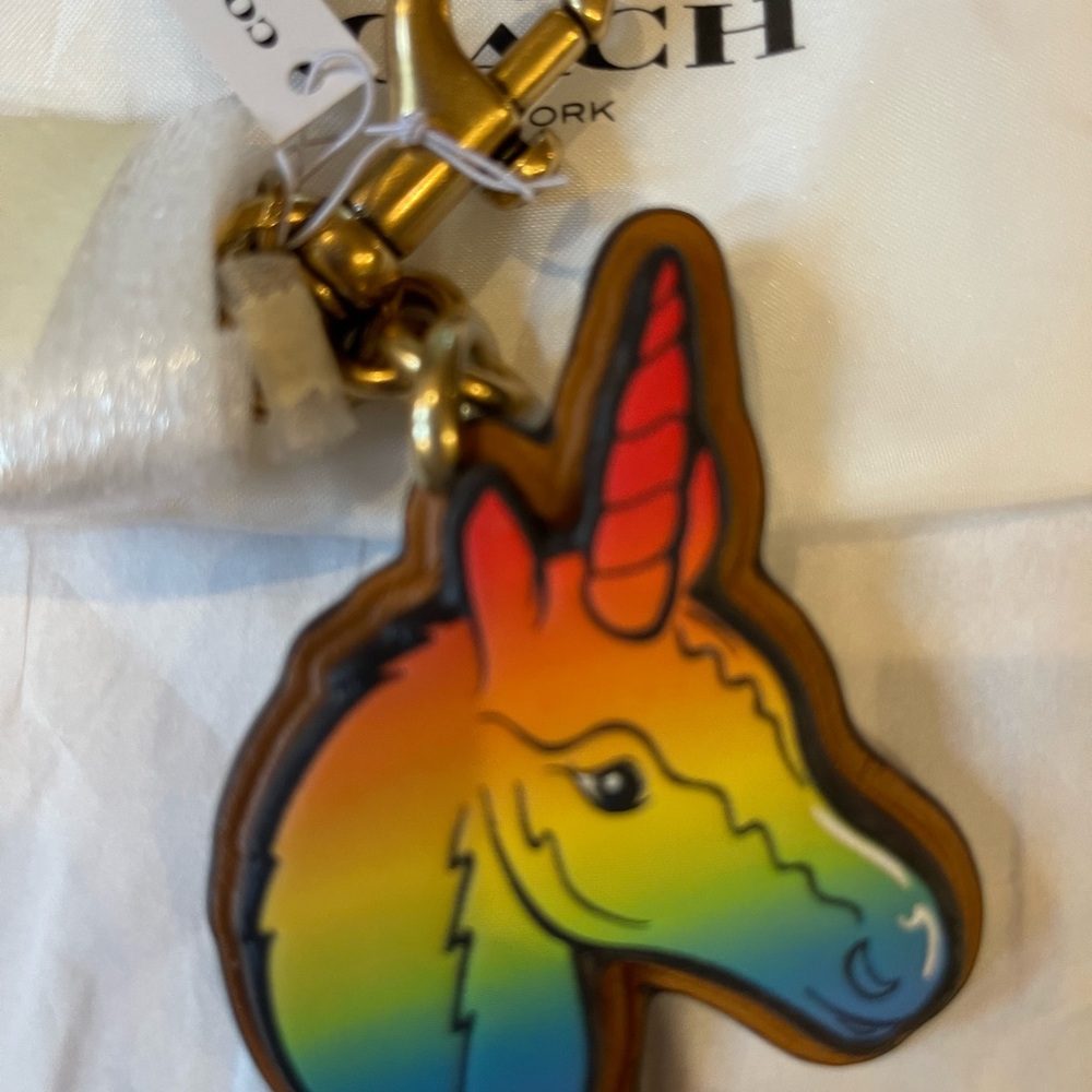 Coach Rainbow Unicorn Keychain Charm - Multicolor. NWT - Picture 2 of 4